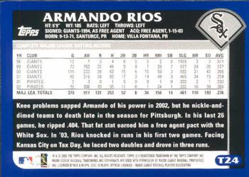 2003 Topps Traded & Rookies #T24 Armando Rios Back