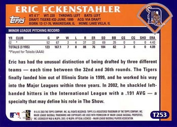 2003 Topps Traded & Rookies #T253 Eric Eckenstahler Back