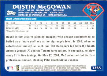 2003 Topps Traded & Rookies #T255 Dustin McGowan Back