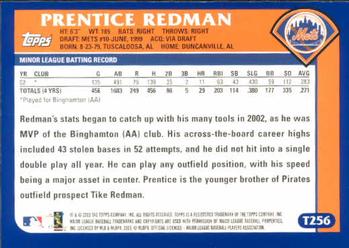 2003 Topps Traded & Rookies #T256 Prentice Redman Back