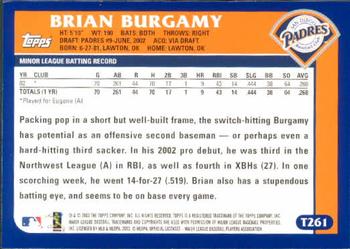 2003 Topps Traded & Rookies #T261 Brian Burgamy Back