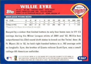 2003 Topps Traded & Rookies #T267 Willie Eyre Back