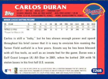 2003 Topps Traded & Rookies #T268 Carlos Duran Back