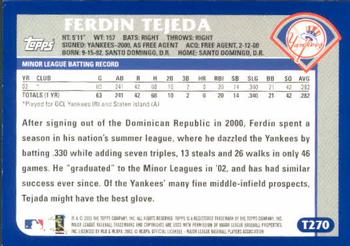 2003 Topps Traded & Rookies #T270 Ferdin Tejeda Back