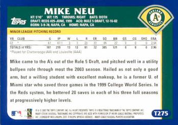 2003 Topps Traded & Rookies #T275 Mike Neu Back