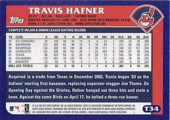 2003 Topps Traded & Rookies #T34 Travis Hafner Back