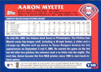 2003 Topps Traded & Rookies #T38 Aaron Myette Back