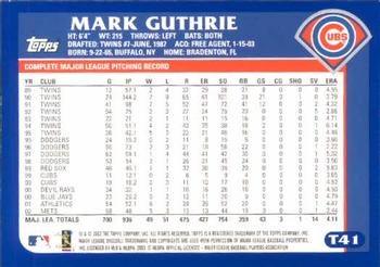 2003 Topps Traded & Rookies #T41 Mark Guthrie Back