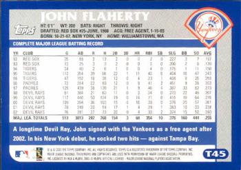 2003 Topps Traded & Rookies #T45 John Flaherty Back