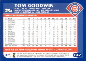 2003 Topps Traded & Rookies #T47 Tom Goodwin Back