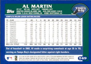 2003 Topps Traded & Rookies #T49 Al Martin Back