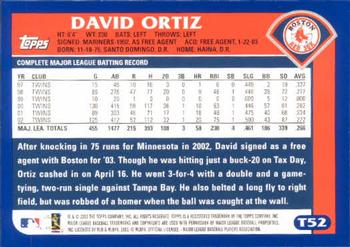 2003 Topps Traded & Rookies #T52 David Ortiz Back
