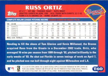 2003 Topps Traded & Rookies #T60 Russ Ortiz Back