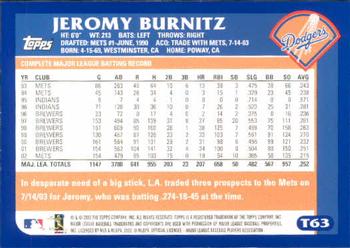 2003 Topps Traded & Rookies #T63 Jeromy Burnitz Back