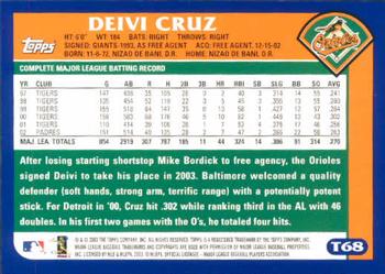 2003 Topps Traded & Rookies #T68 Deivi Cruz Back