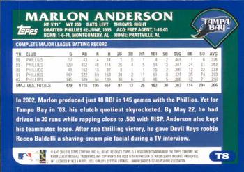 2003 Topps Traded & Rookies #T8 Marlon Anderson Back