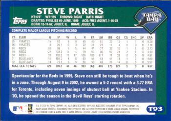 2003 Topps Traded & Rookies #T93 Steve Parris Back