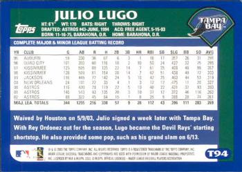 2003 Topps Traded & Rookies #T94 Julio Lugo Back