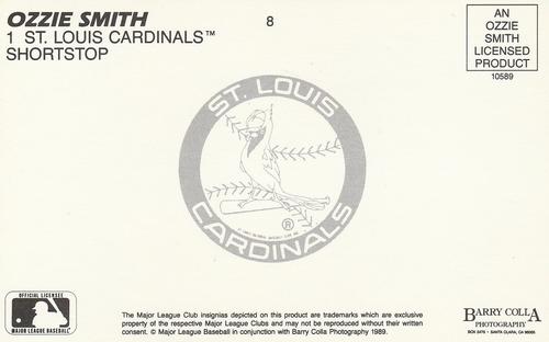 1989 Barry Colla Ozzie Smith Postcards #8 Ozzie Smith Back