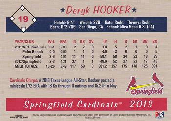 2013 Grandstand Springfield Cardinals SGA #NNO Deryk Hooker Back