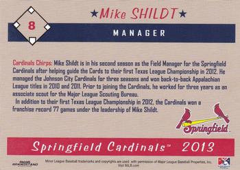 2013 Grandstand Springfield Cardinals SGA #NNO Mike Shildt Back