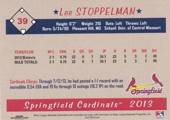 2013 Grandstand Springfield Cardinals SGA #NNO Lee Stoppelman Back