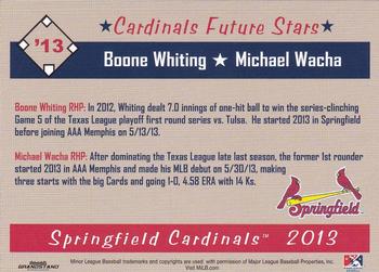 2013 Grandstand Springfield Cardinals SGA #NNO Cardinals Future Stars (Boone Whiting / Michael Wacha) Back