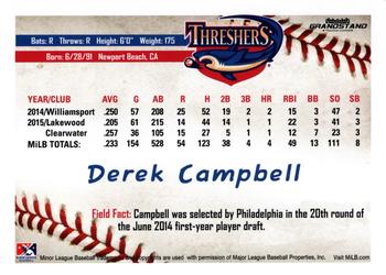 2016 Grandstand Clearwater Threshers #NNO Derek Campbell Back