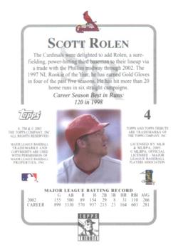 2003 Topps Tribute Contemporary #4 Scott Rolen Back