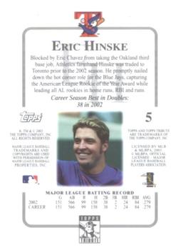 2003 Topps Tribute Contemporary #5 Eric Hinske Back