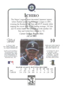 2003 Topps Tribute Contemporary #10 Ichiro Suzuki Back