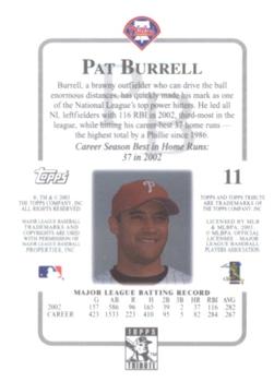 2003 Topps Tribute Contemporary #11 Pat Burrell Back