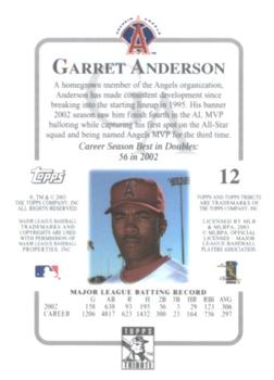 2003 Topps Tribute Contemporary #12 Garret Anderson Back
