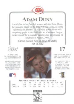 2003 Topps Tribute Contemporary #17 Adam Dunn Back