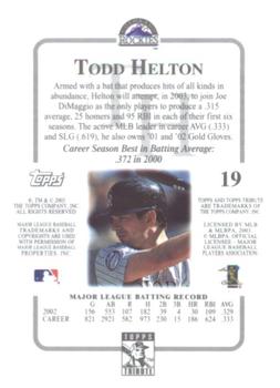 2003 Topps Tribute Contemporary #19 Todd Helton Back
