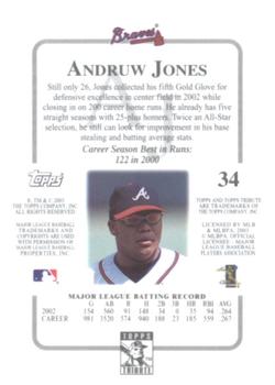2003 Topps Tribute Contemporary #34 Andruw Jones Back