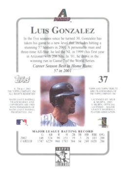 2003 Topps Tribute Contemporary #37 Luis Gonzalez Back