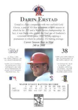 2003 Topps Tribute Contemporary #38 Darin Erstad Back