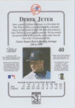 2003 Topps Tribute Contemporary #40 Derek Jeter Back