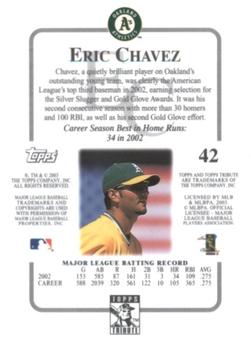 2003 Topps Tribute Contemporary #42 Eric Chavez Back
