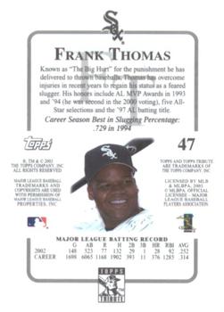 2003 Topps Tribute Contemporary #47 Frank Thomas Back