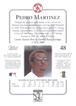 2003 Topps Tribute Contemporary #48 Pedro Martinez Back