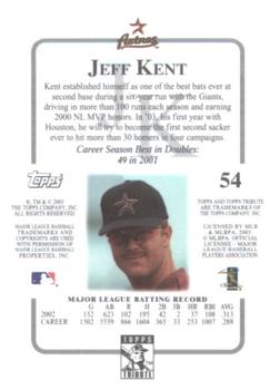 2003 Topps Tribute Contemporary #54 Jeff Kent Back