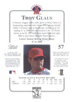 2003 Topps Tribute Contemporary #57 Troy Glaus Back
