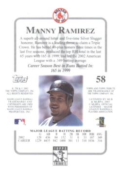 2003 Topps Tribute Contemporary #58 Manny Ramirez Back