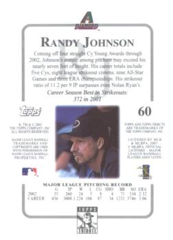 2003 Topps Tribute Contemporary #60 Randy Johnson Back