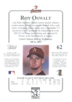 2003 Topps Tribute Contemporary #62 Roy Oswalt Back