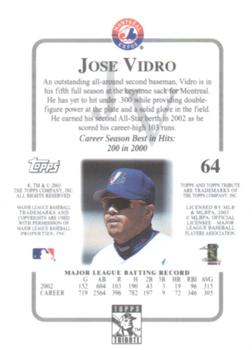2003 Topps Tribute Contemporary #64 Jose Vidro Back