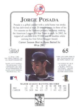2003 Topps Tribute Contemporary #65 Jorge Posada Back