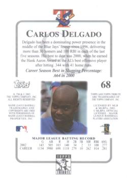 2003 Topps Tribute Contemporary #68 Carlos Delgado Back